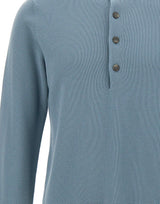 FILIPPO DE LAURENTIIS Maglia serafino in lana superfine Light Blue Uomo 