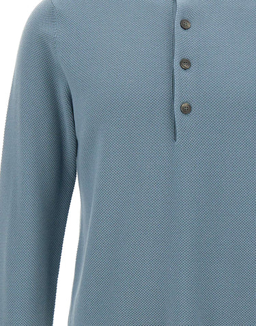 FILIPPO DE LAURENTIIS Maglia serafino in lana superfine Light Blue Uomo 