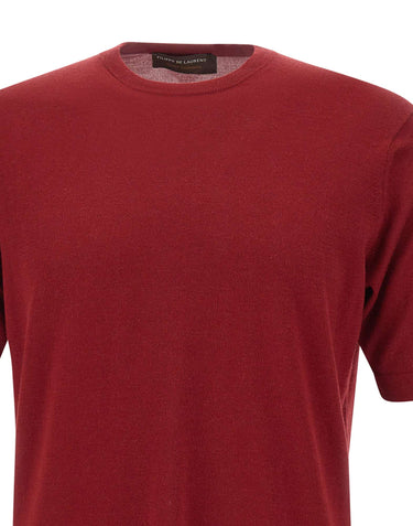FILIPPO DE LAURENTIIS Maglia a maniche corte in cotone e cashmere RED Uomo 