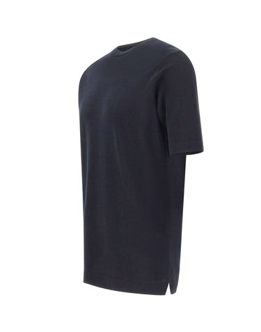 FILIPPO DE LAURENTIIS Maglia a maniche corte in cotone e cashmere BLUE Uomo 