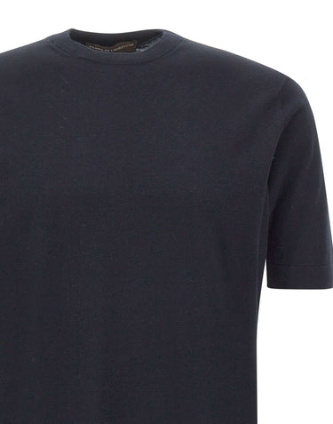 FILIPPO DE LAURENTIIS Maglia a maniche corte in cotone e cashmere BLUE Uomo 