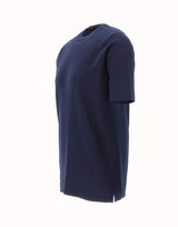 FILIPPO DE LAURENTIIS T-shirt in maglia di cotone e cashmere BLUE Uomo 