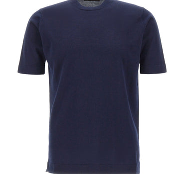 FILIPPO DE LAURENTIIS T-shirt in maglia di cotone e cashmere BLUE Uomo 