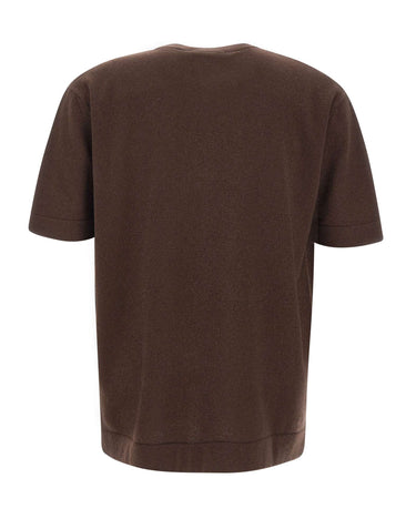 FILIPPO DE LAURENTIIS Maglia a maniche corte in lana e cashmere BROWN Uomo 