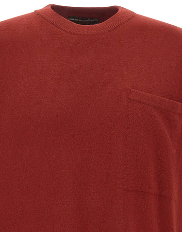 FILIPPO DE LAURENTIIS Maglia a maniche corte in lana e cashmere RED Uomo 