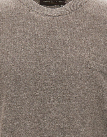FILIPPO DE LAURENTIIS Maglia a maniche corte in lana e cashmere GREY Uomo 