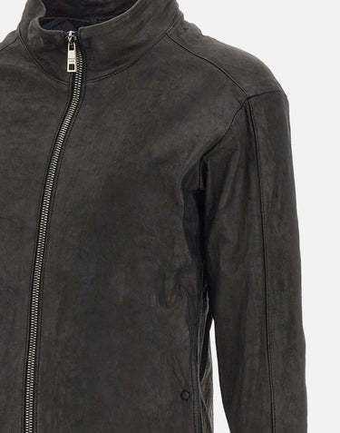 Giacca in pelle GU26F26099VBRUSH NERO GIORGIO BRATO 