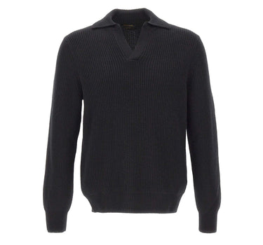 GRAN SASSO Polo in lana Super Geelong BLACK Uomo 