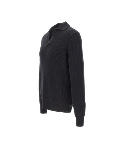 GRAN SASSO Polo in lana Super Geelong BLACK Uomo 
