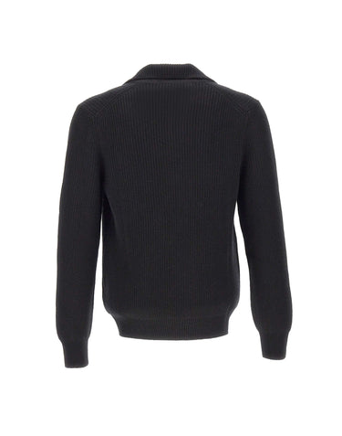 GRAN SASSO Polo in lana Super Geelong BLACK Uomo 