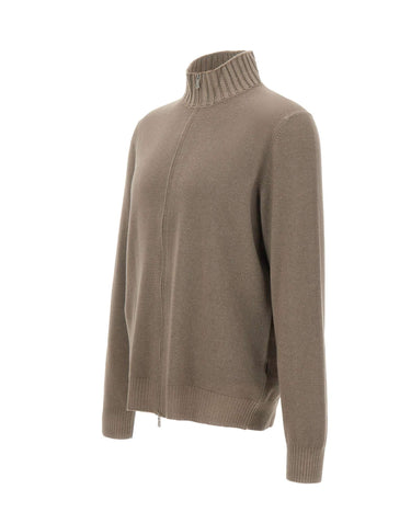 GRAN SASSO Cardigan con zip in lana e cashmere BROWN Uomo 