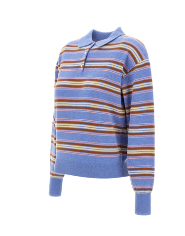 GUEST IN RESIDENCE Polo a righe "Collegiate" Light Blue Donna 