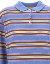 GUEST IN RESIDENCE Polo a righe "Collegiate" Light Blue Donna 