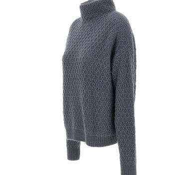 HEMISPHERE Maglia a collo alto in cashmere e seta BLUE Donna 