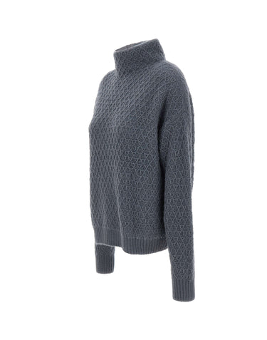 HEMISPHERE Maglia a collo alto in cashmere e seta BLUE Donna 