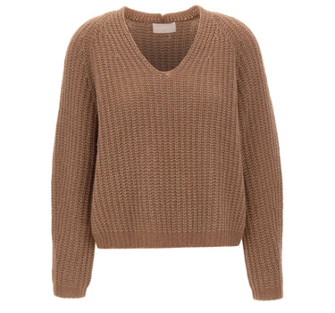 HEMISPHERE Maglia con scollo a V in misto cashmere BROWN Donna 