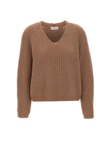 HEMISPHERE Maglia con scollo a V in misto cashmere BROWN Donna 