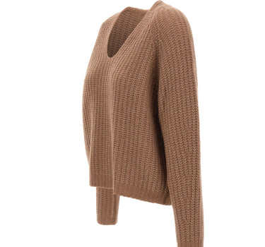 HEMISPHERE Maglia con scollo a V in misto cashmere BROWN Donna 