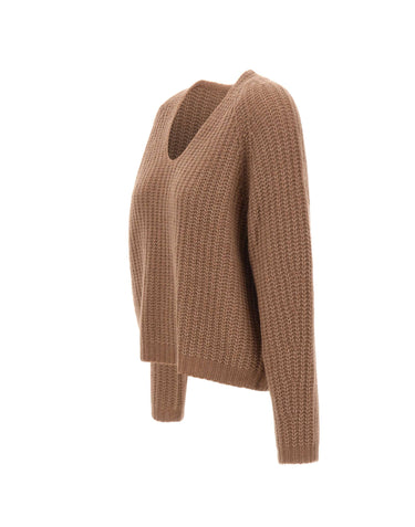 HEMISPHERE Maglia con scollo a V in misto cashmere BROWN Donna 