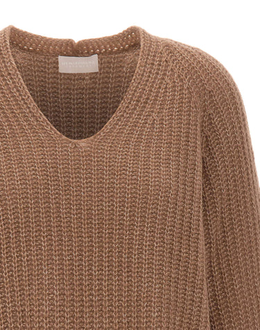 HEMISPHERE Maglia con scollo a V in misto cashmere BROWN Donna 