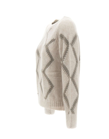 HEMISPHERE Maglia in misto cashmere a rombi GREY Donna 