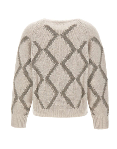 HEMISPHERE Maglia in misto cashmere a rombi GREY Donna 