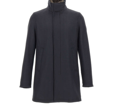 HERNO Cappotto in twill di misto lana BLUE Uomo 