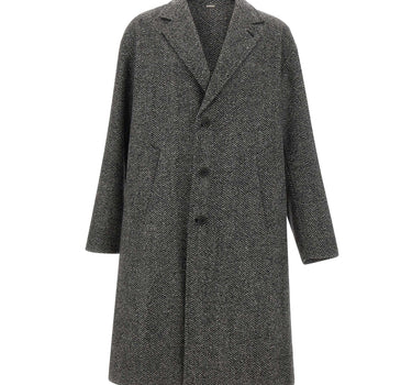 HERNO Cappotto lungo Chevron in lana GREY Uomo 