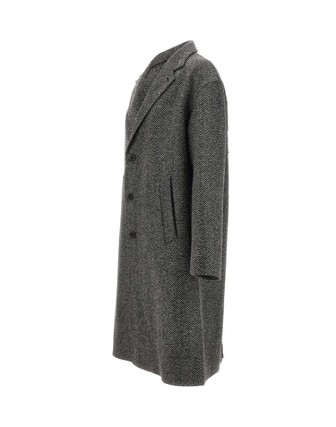 HERNO Cappotto lungo Chevron in lana GREY Uomo 