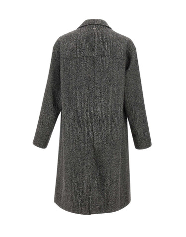 HERNO Cappotto lungo Chevron in lana GREY Uomo 