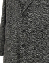 HERNO Cappotto lungo Chevron in lana GREY Uomo 