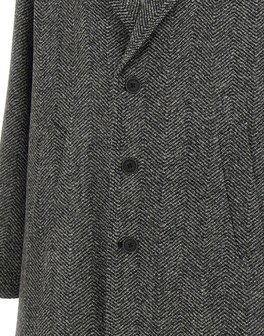 HERNO Cappotto lungo Chevron in lana GREY Uomo 