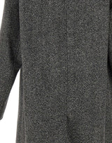 HERNO Cappotto lungo Chevron in lana GREY Uomo 