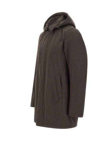 HERNO Parka in flanella con membrana impermeabile BROWN Uomo 