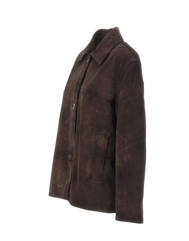 HERSKIND Giacca in pelle scamosciata "Manon" BROWN Donna 