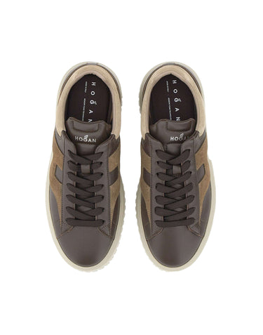 HOGAN Sneakers "H-Stripes" BROWN Uomo 