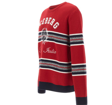 ICEBERG Maglia in lana con ricamo RED Uomo 