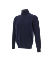 KANGRA Maglia dolcevita in lana e cashmere BLUE Uomo 
