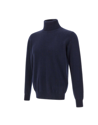 KANGRA Maglia dolcevita in lana e cashmere BLUE Uomo 
