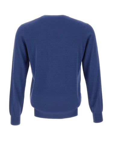 KANGRA Maglia in seta e cashmere BLUE Uomo 