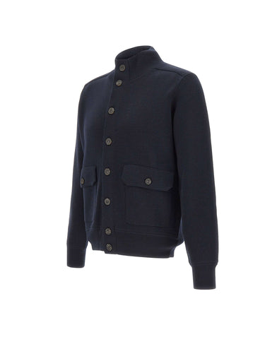 KANGRA Cardigan in lana vergine BLUE Uomo 