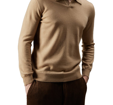 KANGRA Polo in lana vergine BEIGE Uomo 
