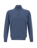 KANGRA Maglia in lana a mezza zip BLUE Uomo 