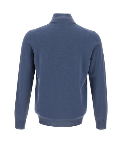 KANGRA Maglia in lana a mezza zip BLUE Uomo 