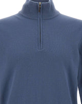 KANGRA Maglia in lana a mezza zip BLUE Uomo 