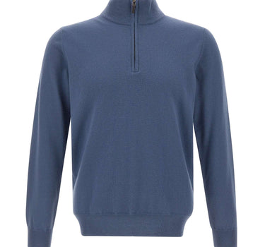 KANGRA Maglia in lana a mezza zip BLUE Uomo 