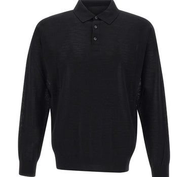 KANGRA Polo in lana vergine BLACK Uomo 