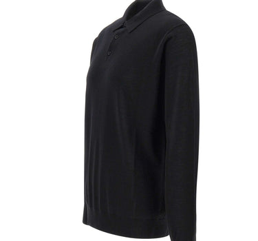KANGRA Polo in lana vergine BLACK Uomo 