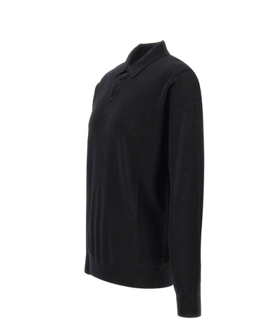 KANGRA Polo in lana vergine BLACK Uomo 