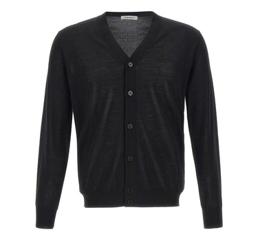 KANGRA Cardigan in lana vergine BLACK Uomo 